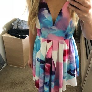 Floral deep v dress